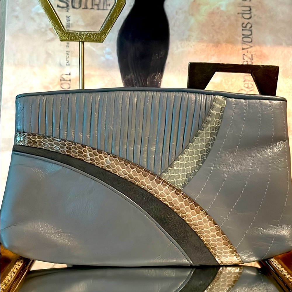 VTG Andé Multiple Leathers Grey Clutch/Crossbody Never Worn